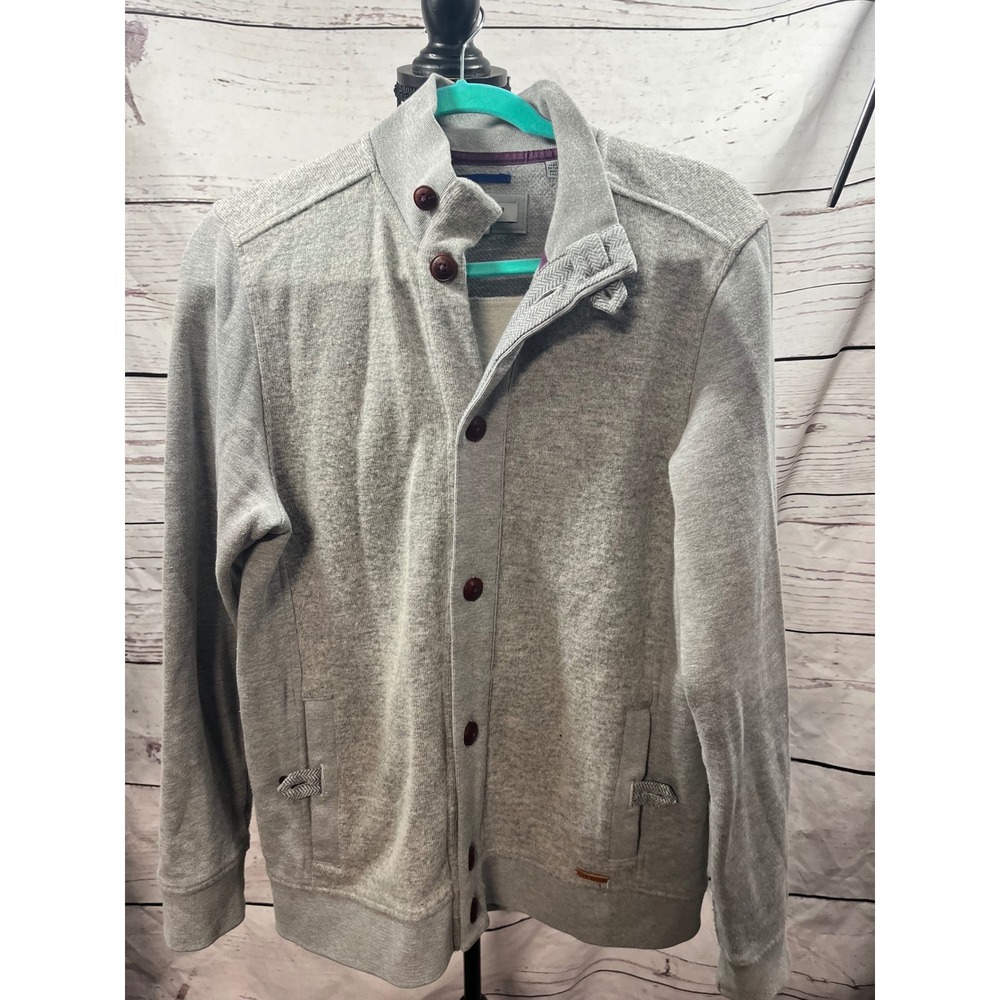 Ted Baker‎ London Mens Grey Button Cardigan Jacket Herringbone Trim Size 4 Large
